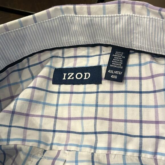 Izod Long Sleeve Window Pane  Button Down Collared Shirt Size 4X Preppy Business - Picture 3 of 9